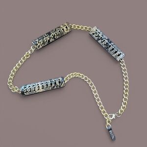 Gold Chain Belt with Leather Snake Print Accents